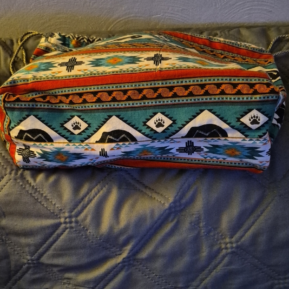 Tribal Patterned Drawstring Bag, Lined, With 4 In… - image 3